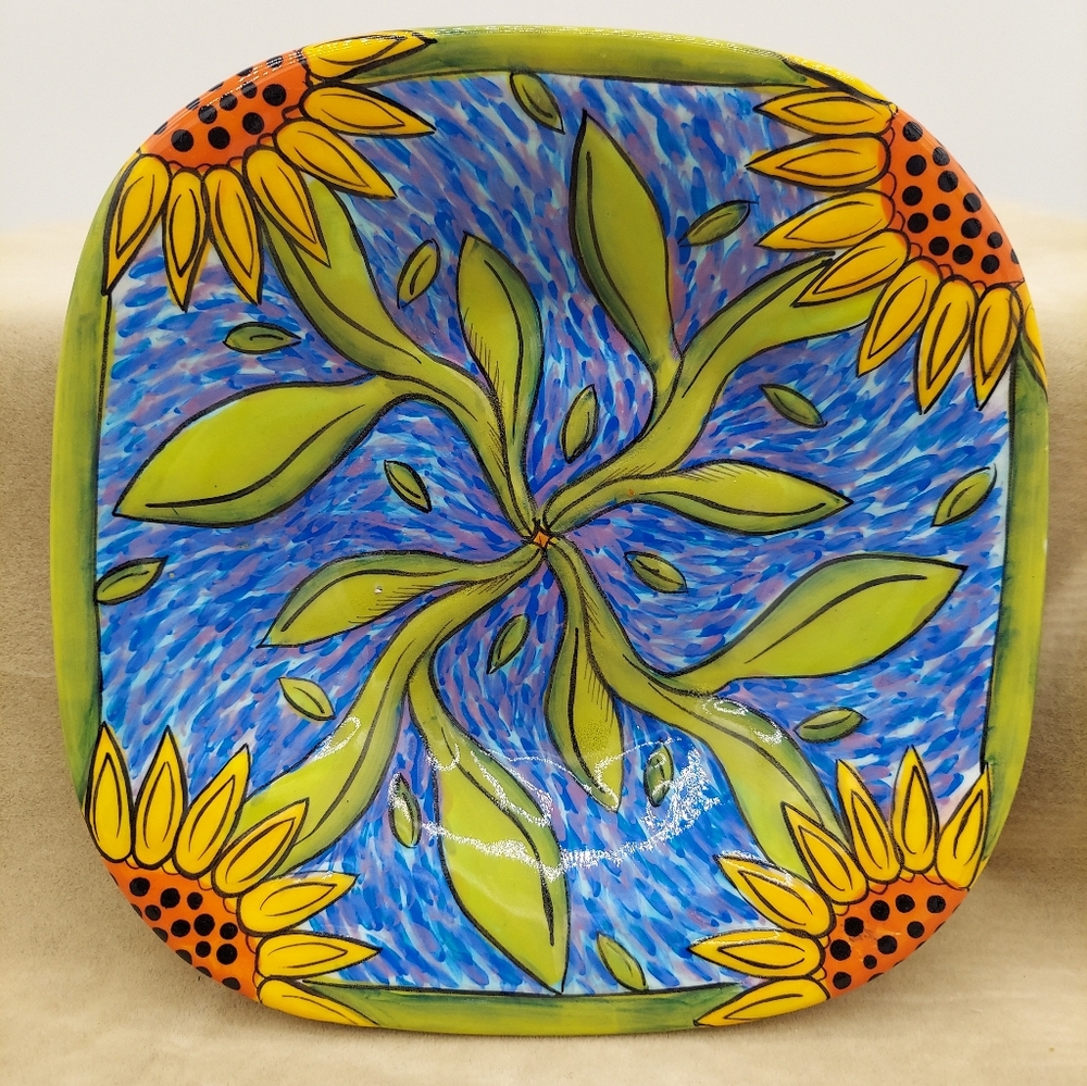 Colorful Sunflower Pottery Bowl